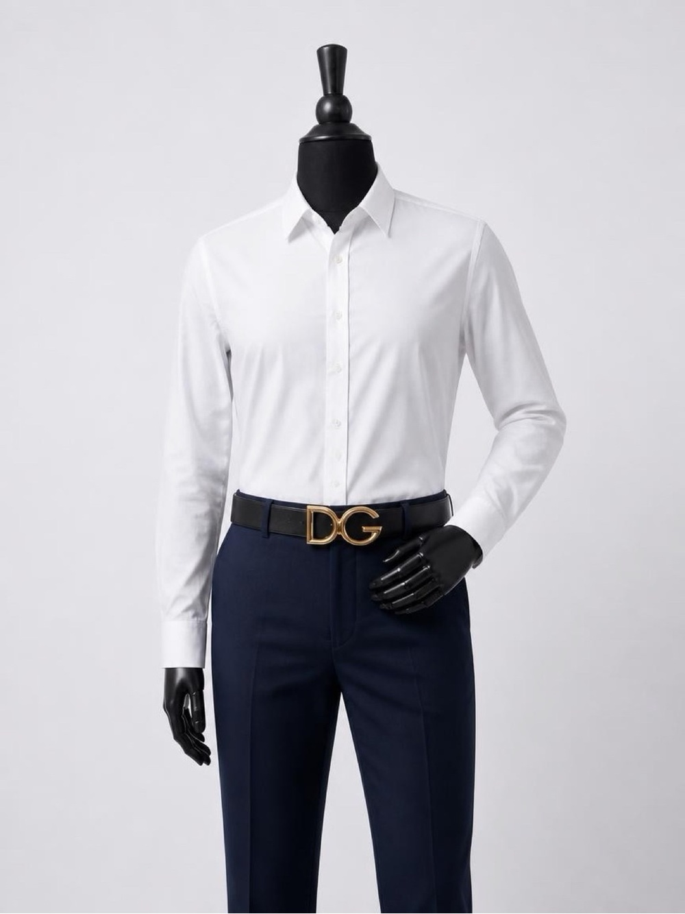 Dolce & Gabbana Black Leather Belt with Gold DG Logo Buckle